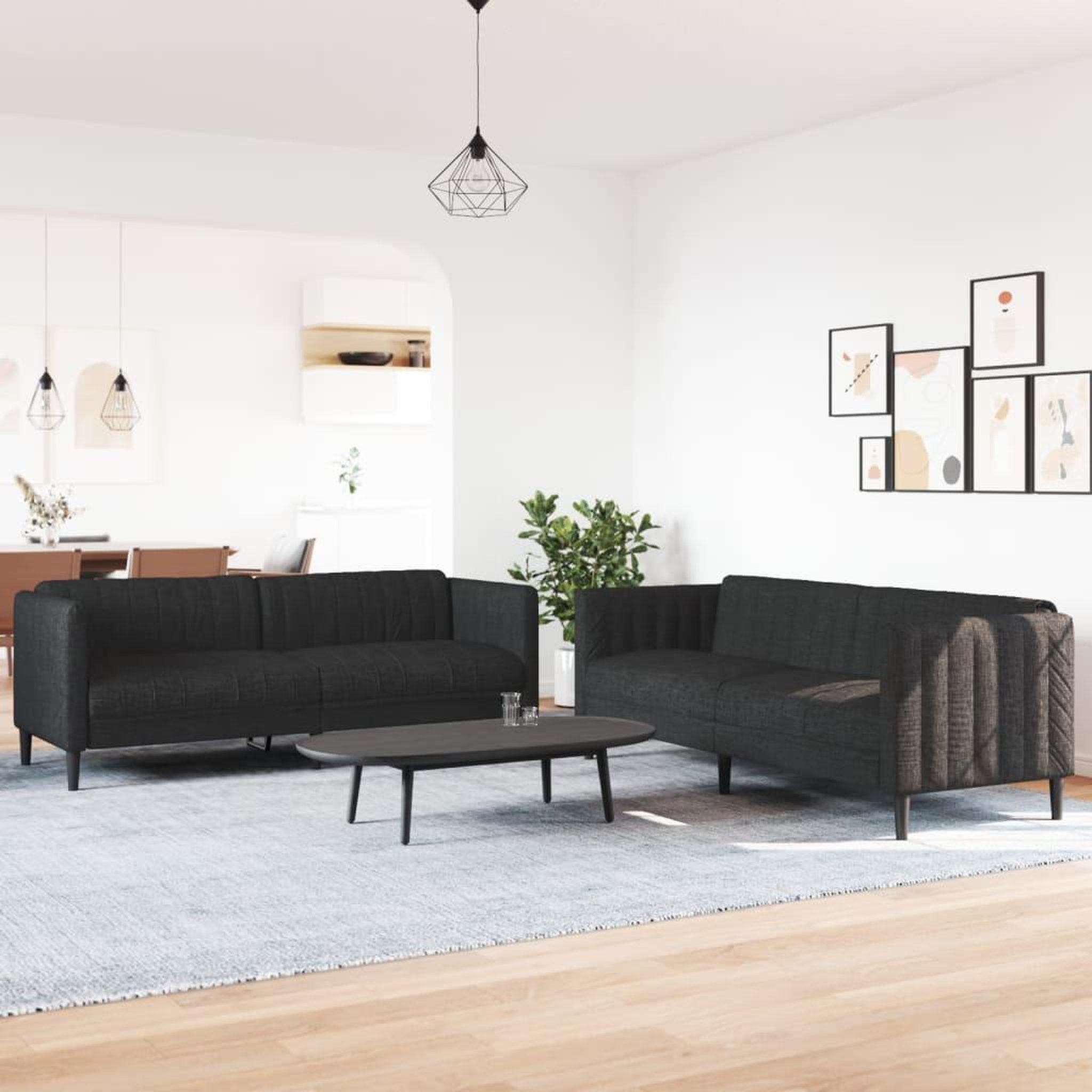 Voir la diapositive 3 : VIDAXL Ensemble de canapes 2 pcs noir tissu