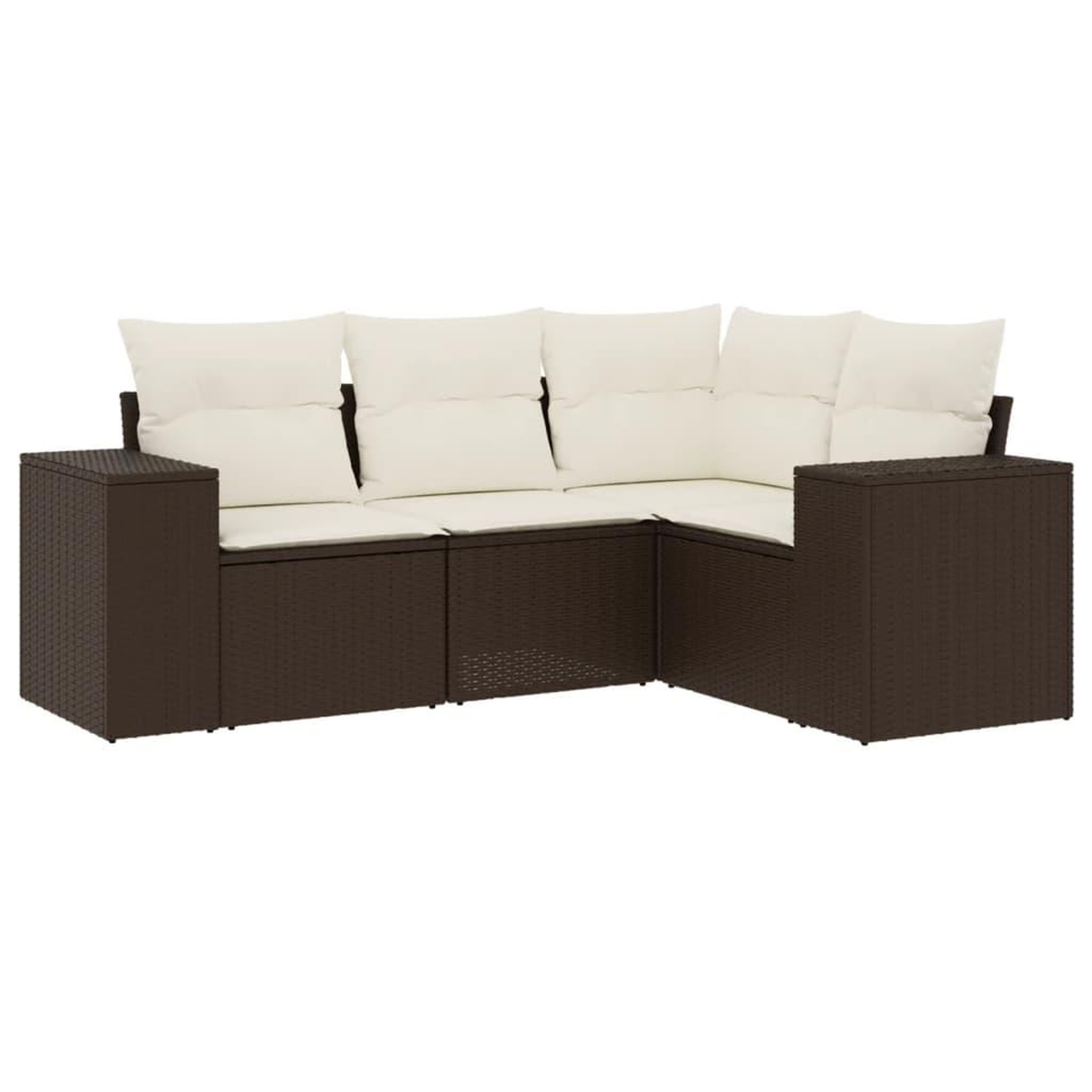 Voir la diapositive 2 : VIDAXL Salon de jardin 4 pcs avec coussins marron resine tressee