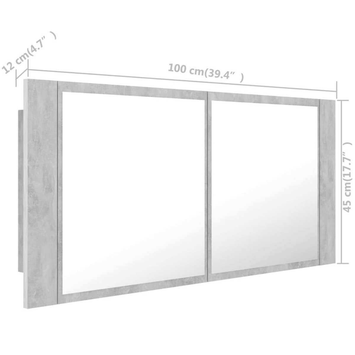 VIDAXL Armoire de salle de bain a miroir LED Gris beton Acrylique