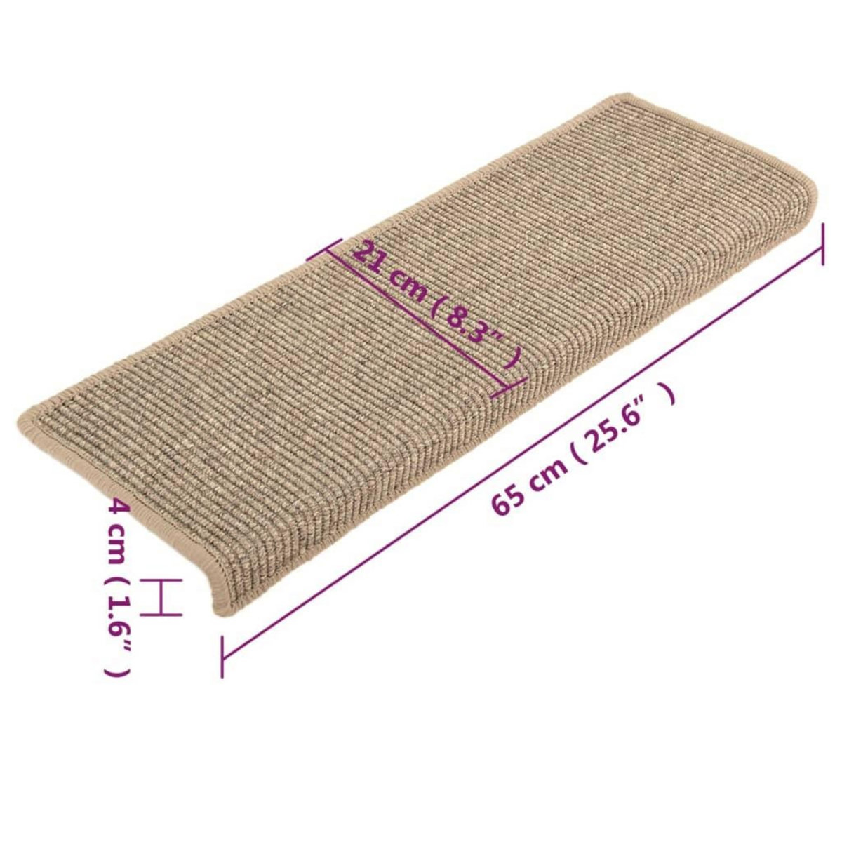 VIDAXL Tapis d'escalier auto-adhesifs 15 pcs Beige fonce 65x21x4 cm