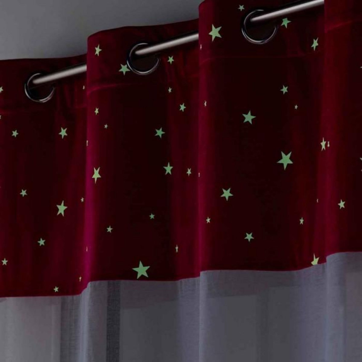 Paris Prix Rideau Voilage Phosphorescent  Moonlight  140x280cm Fuchsia