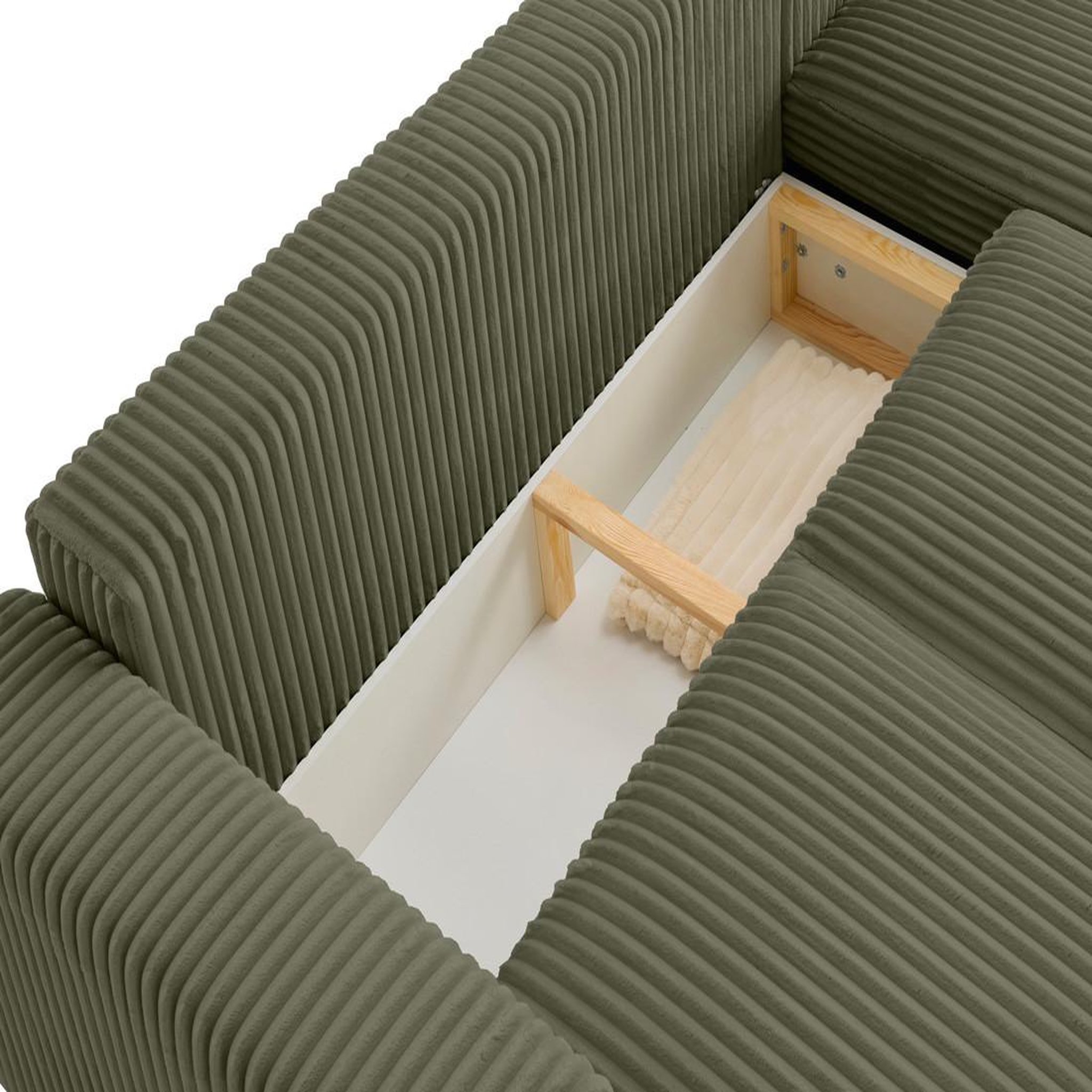 Voir la diapositive 3 : LISA DESIGN Livy - canapé d'angle réversible 4 places convertible avec coffre en velours côtelé grosses côtes