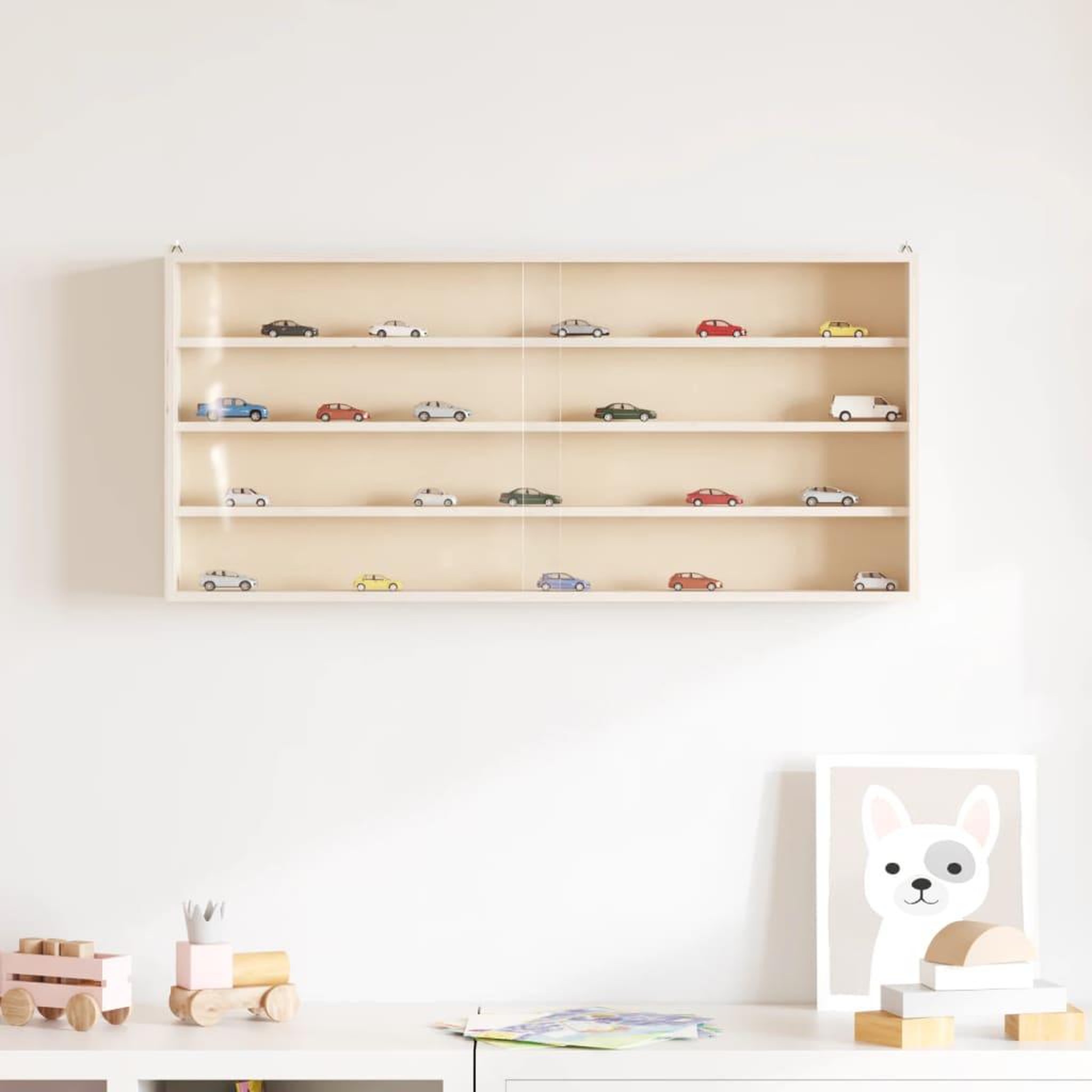 Voir la diapositive 3 : VIDAXL Vitrine de collection en bois avec portes 80x8,5x37 cm