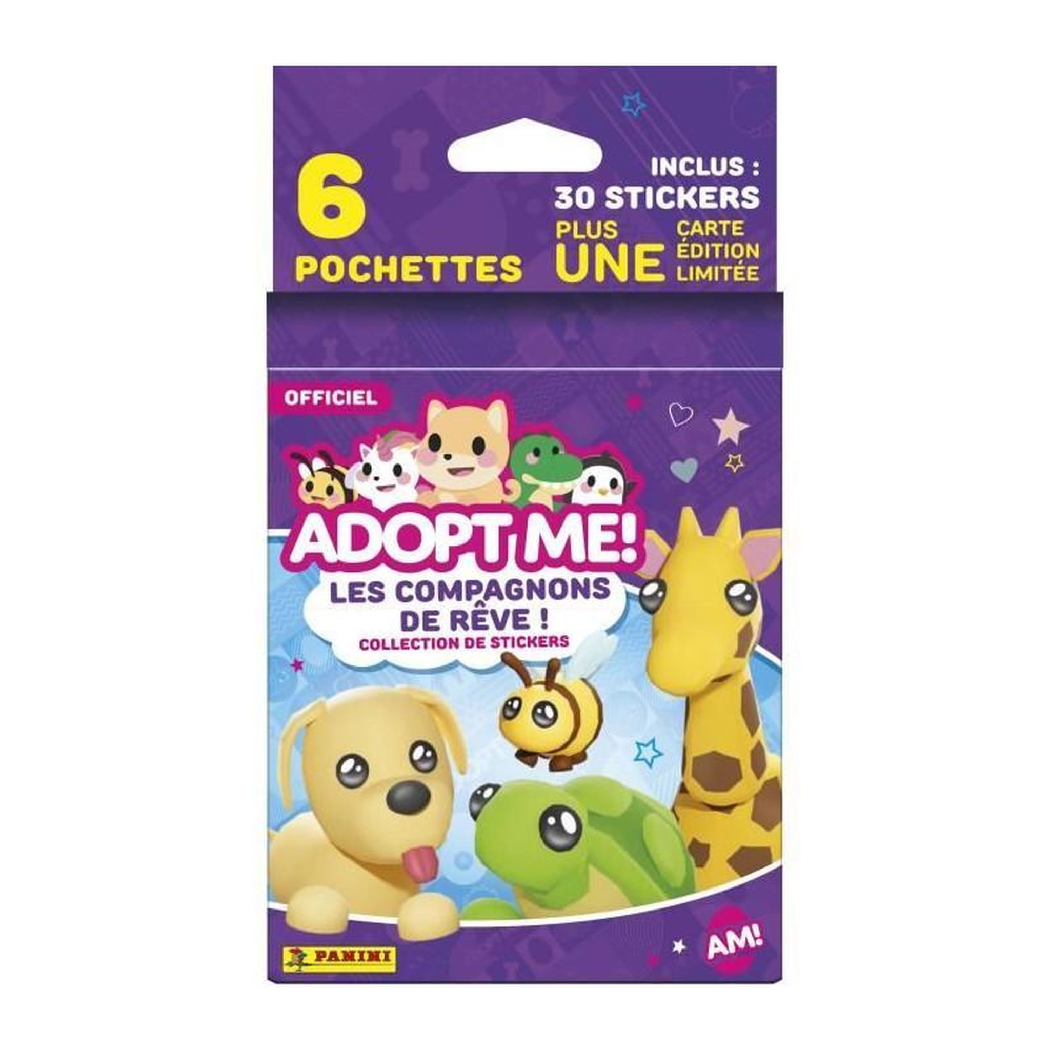 Voir la diapositive 1 : Panini Stickers - PANINI - Adopt Me! Roblox - Blister 6 pochettes - 1 carte édition limitée - 35 stickers