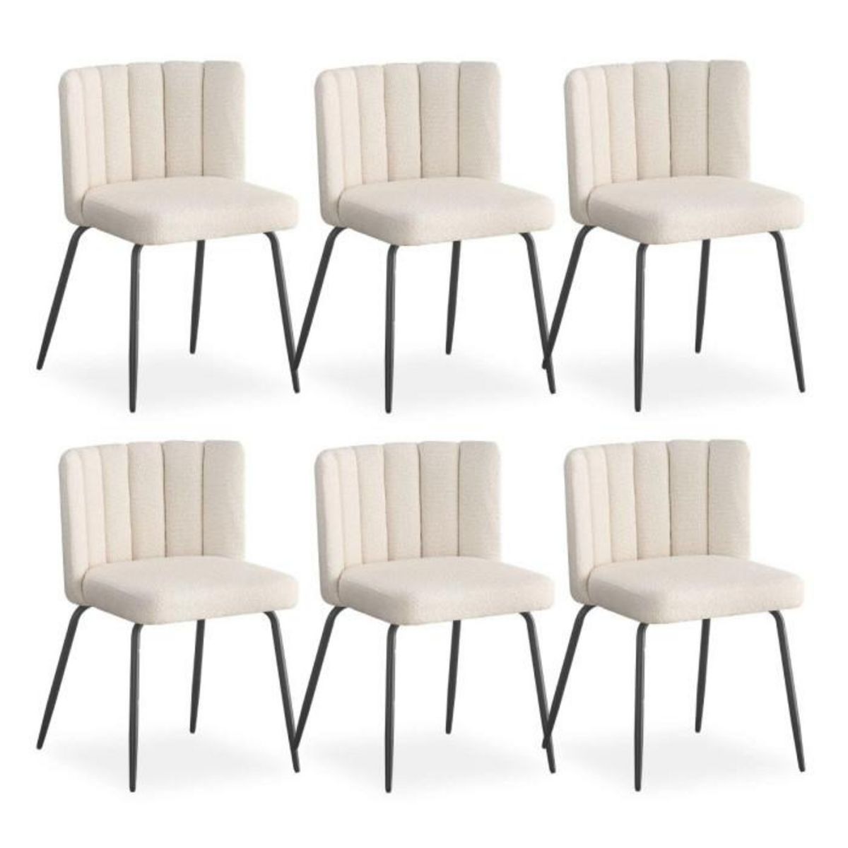 Paris Prix Lot de 6 Chaises Design Bouclette  Irina  79cm Crème