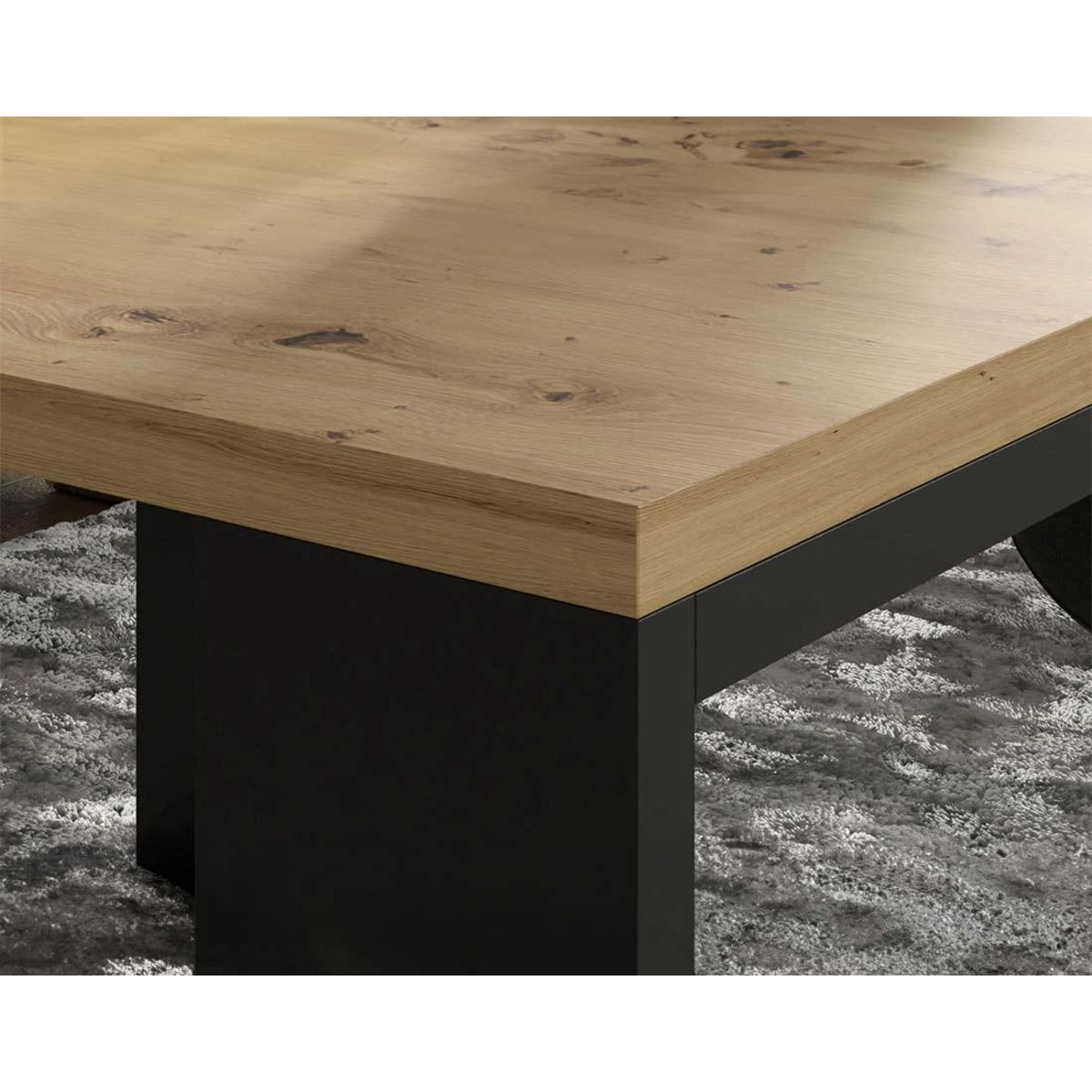 BEST MOBILIER Donnely - lot de 2 tables basses - effet bois et noir - 60 et 38 cm