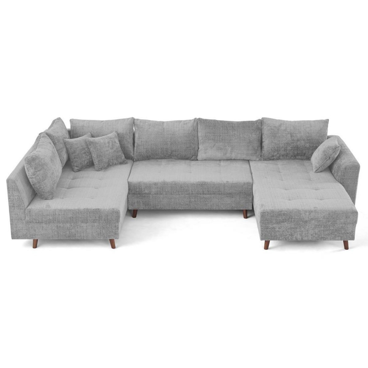 LISA DESIGN Rune - canapé panoramique d'angle gauche 7 places en velours texturé