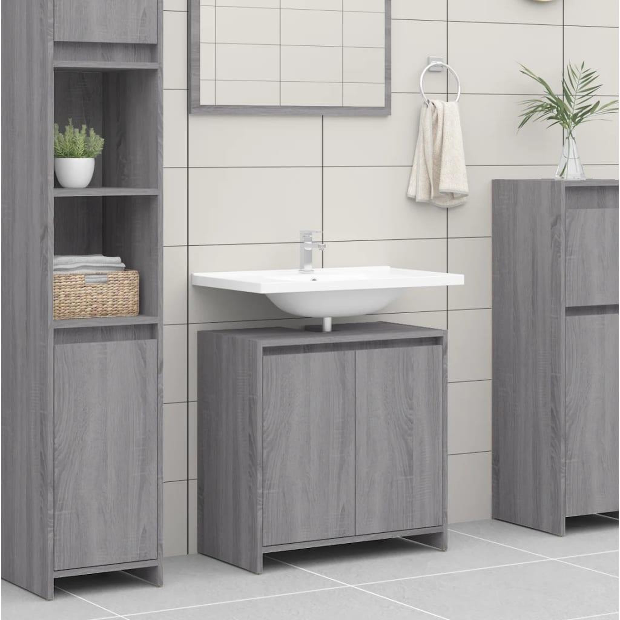 Voir la diapositive 1 : VIDAXL Armoire de bain Sonoma gris 60x33x61 cm Bois d'ingenierie
