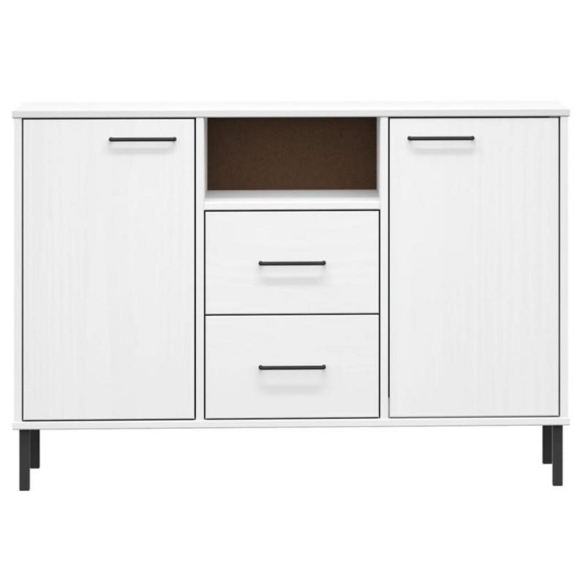 VIDAXL Buffet avec pieds en métal Blanc 113x40x77 cm Bois massif OSLO