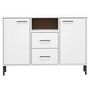 Voir la diapositive 4 : VIDAXL Buffet avec pieds en métal Blanc 113x40x77 cm Bois massif OSLO