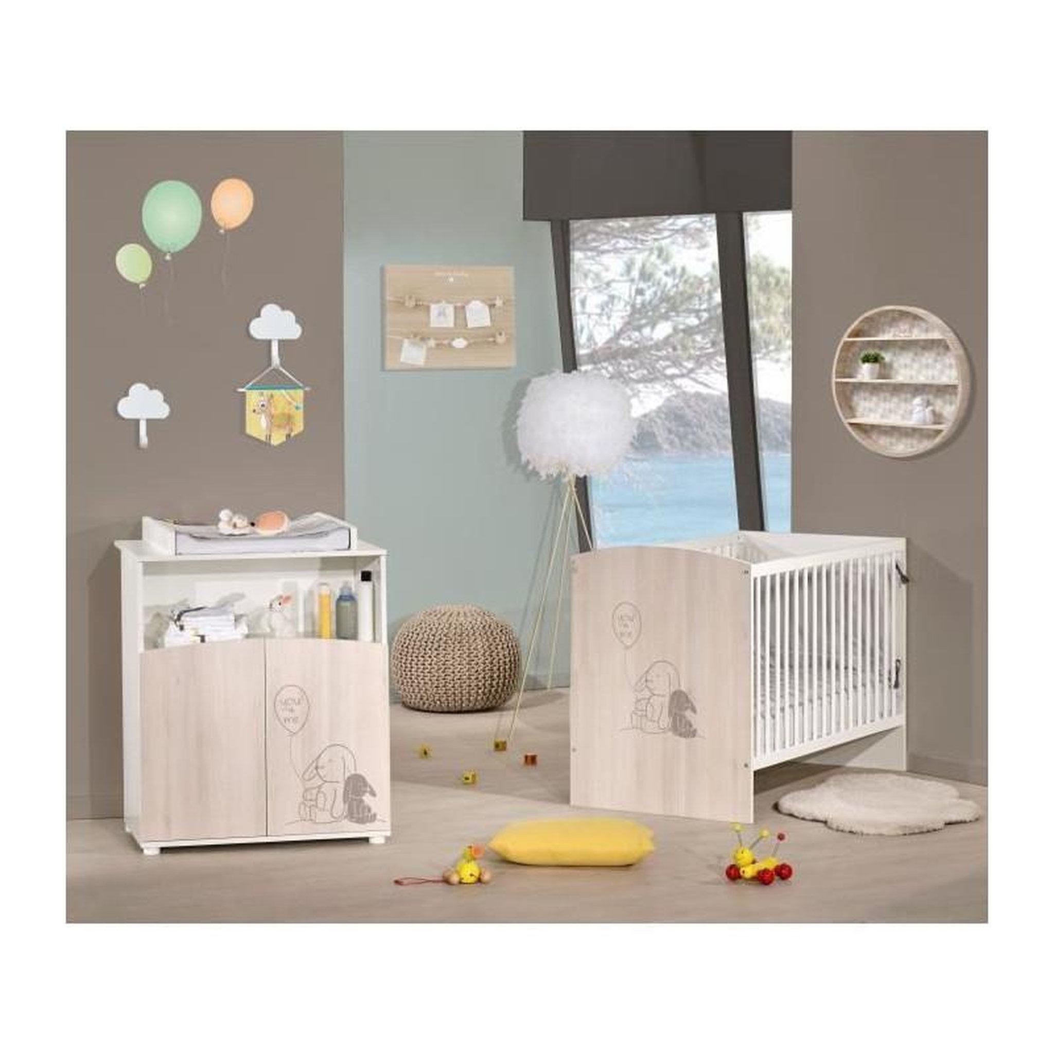 Voir la diapositive 2 : BABY PRICE BABYPRICE Commode a Langer Lapinou 2 portes - 1 Niche