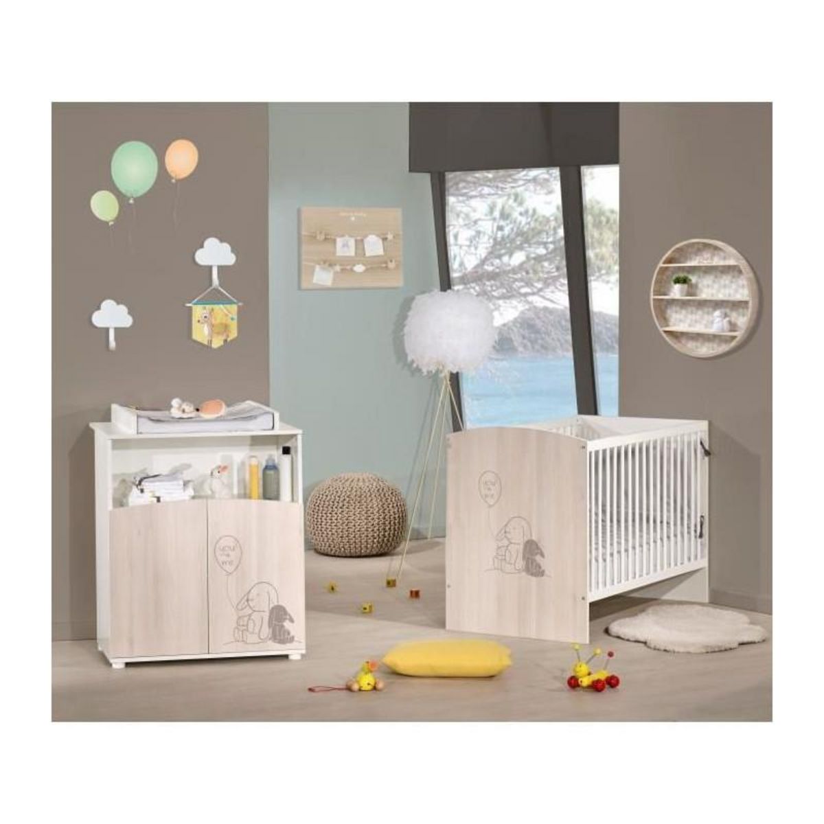 BABY PRICE BABYPRICE Commode a Langer Lapinou 2 portes - 1 Niche