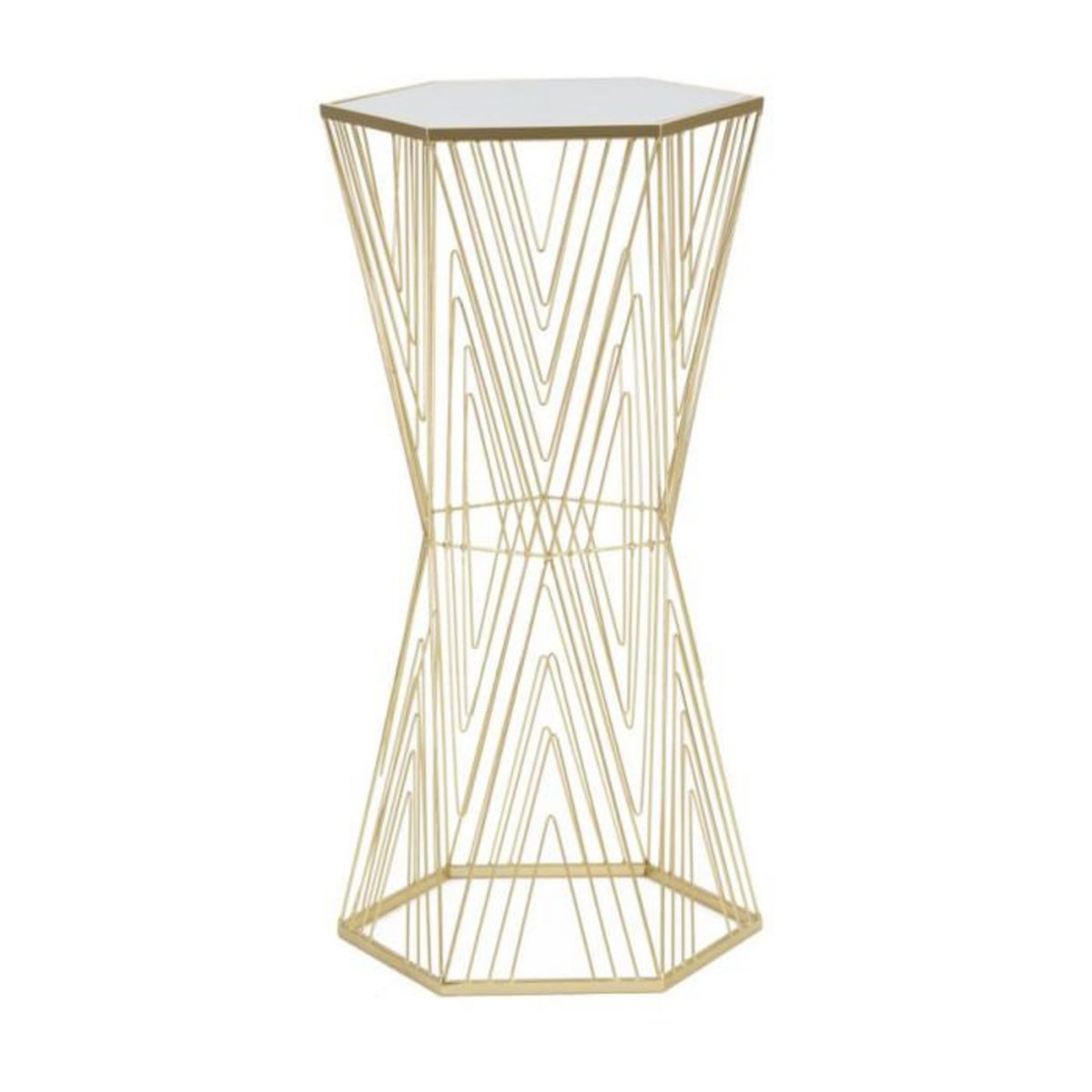 Paris Prix Table d'Appoint Hexagonale Design  Lines  80cm Or
