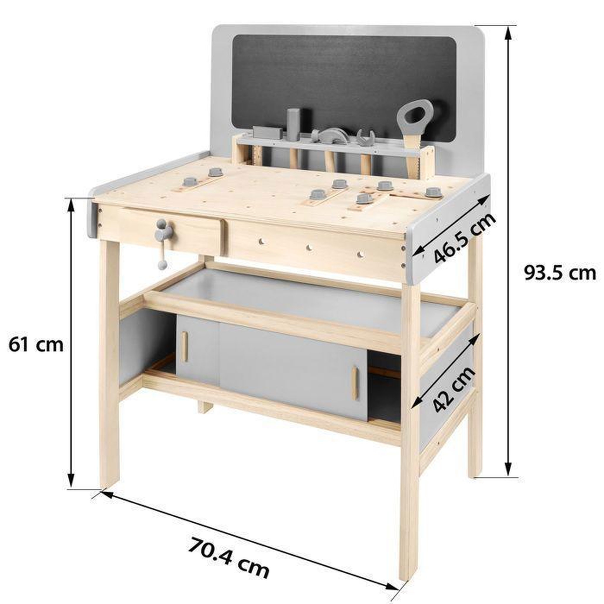 Voir la diapositive 4 : MAMABRUM Etabli Atelier de Bricolage en Bois pour Enfant +50 Pièces - Ceinture à Outils & Tableau