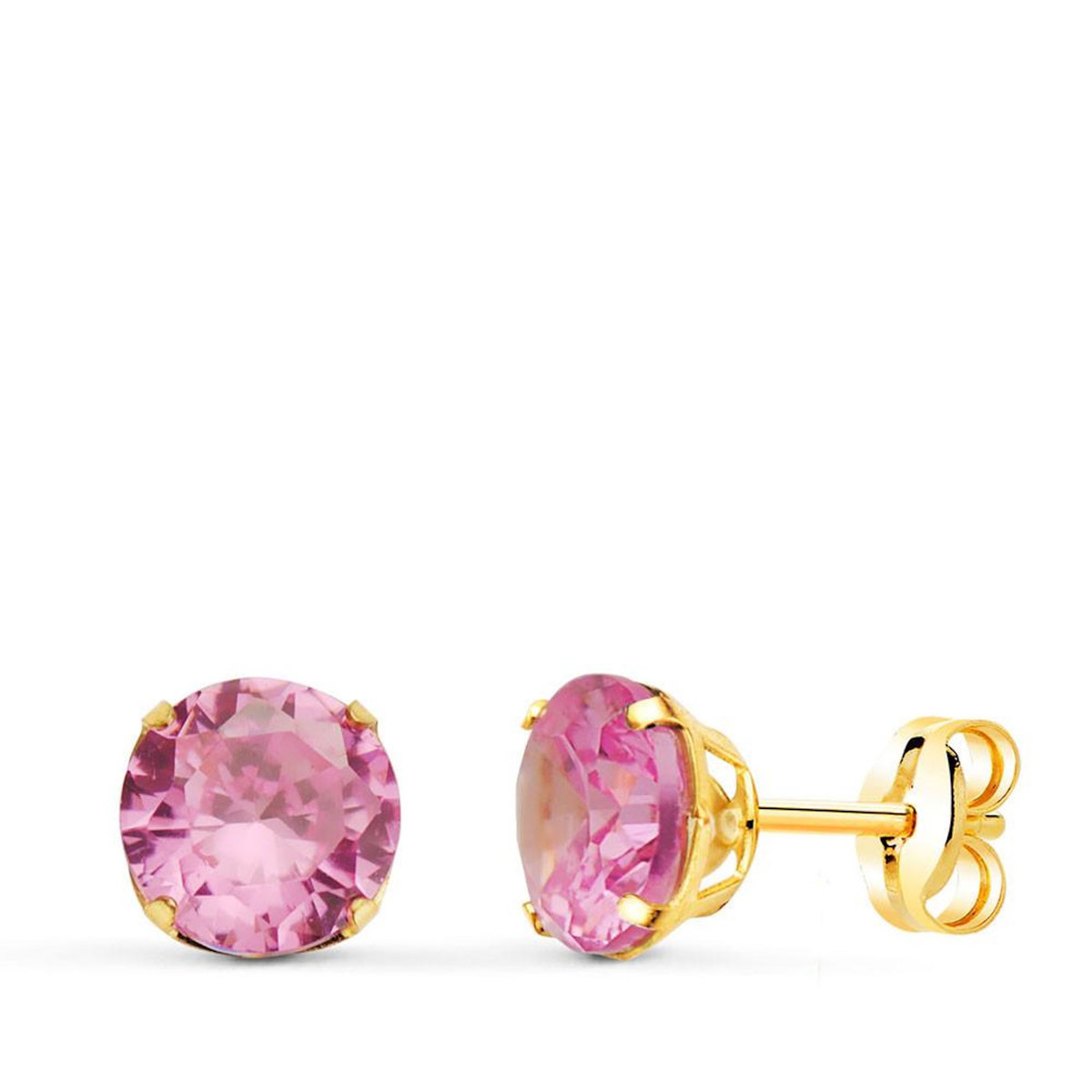 L'ATELIER D'AZUR Boucles d'Oreilles Or 18 Carats 750 Jaune - Zirconiums Roses
