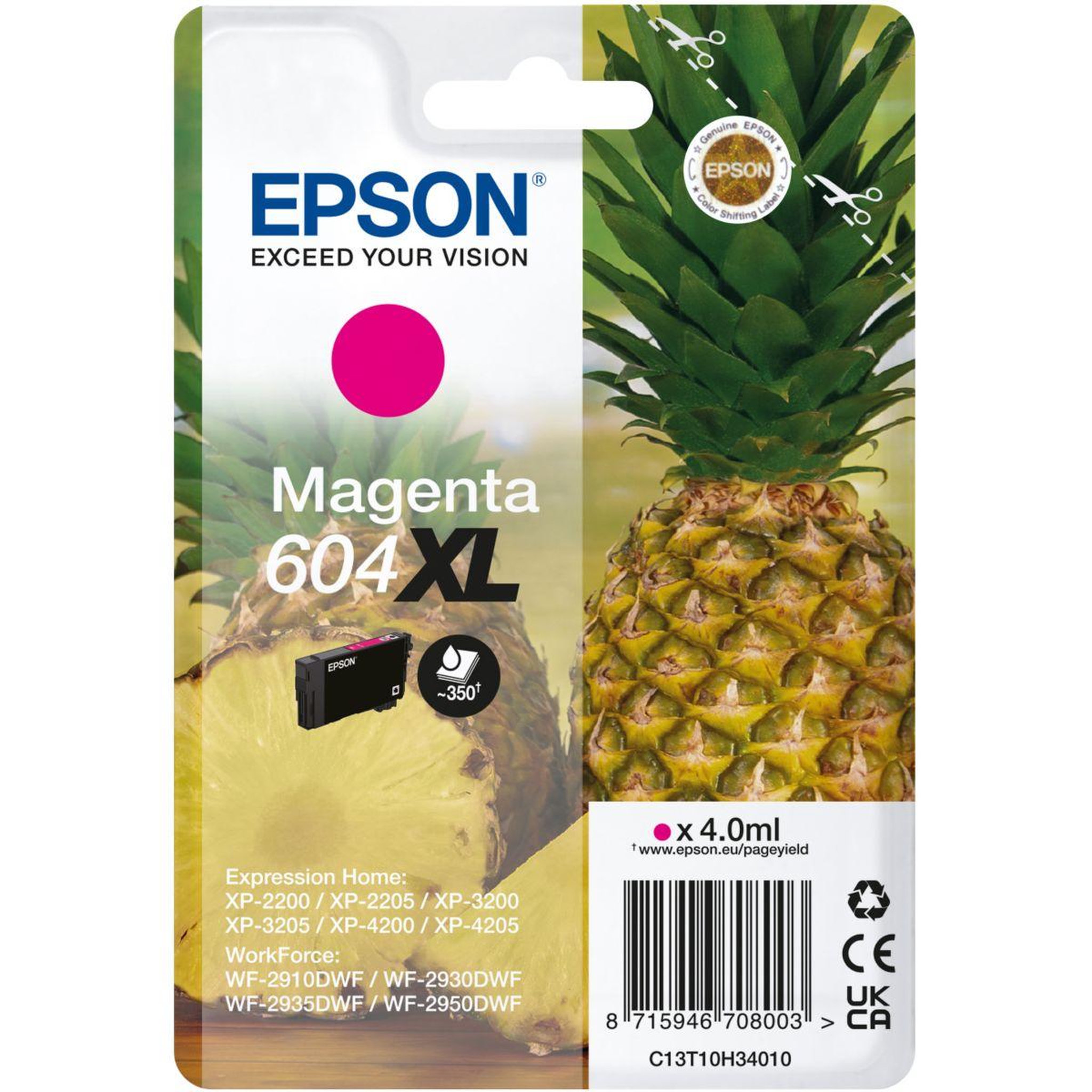 Epson Cartouche d'encre originale 604 xl haute capacité magenta série ananas - c13t09r34010