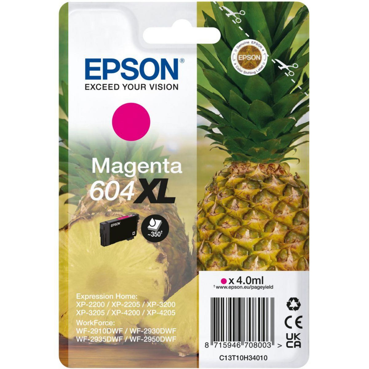 Epson Cartouche d'encre Originale 604 XL Haute Capacité Magenta Série Ananas - C13T09R34010