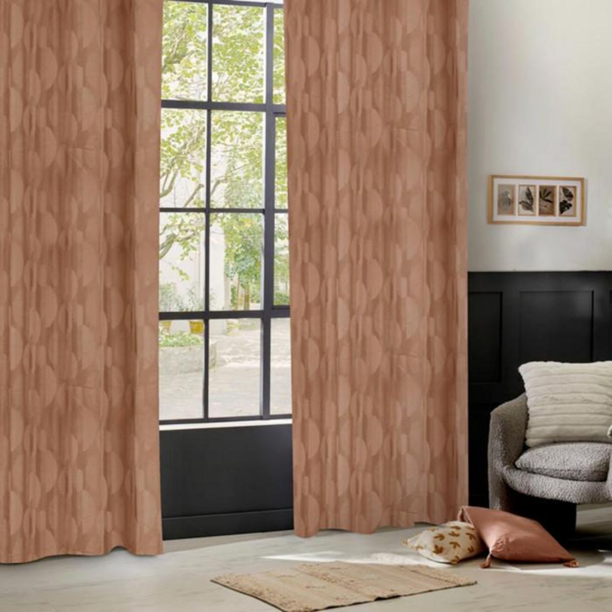 ATMOSPHERA Rideau Jacquard à Œillets  Wimbi  140x260cm Terracotta