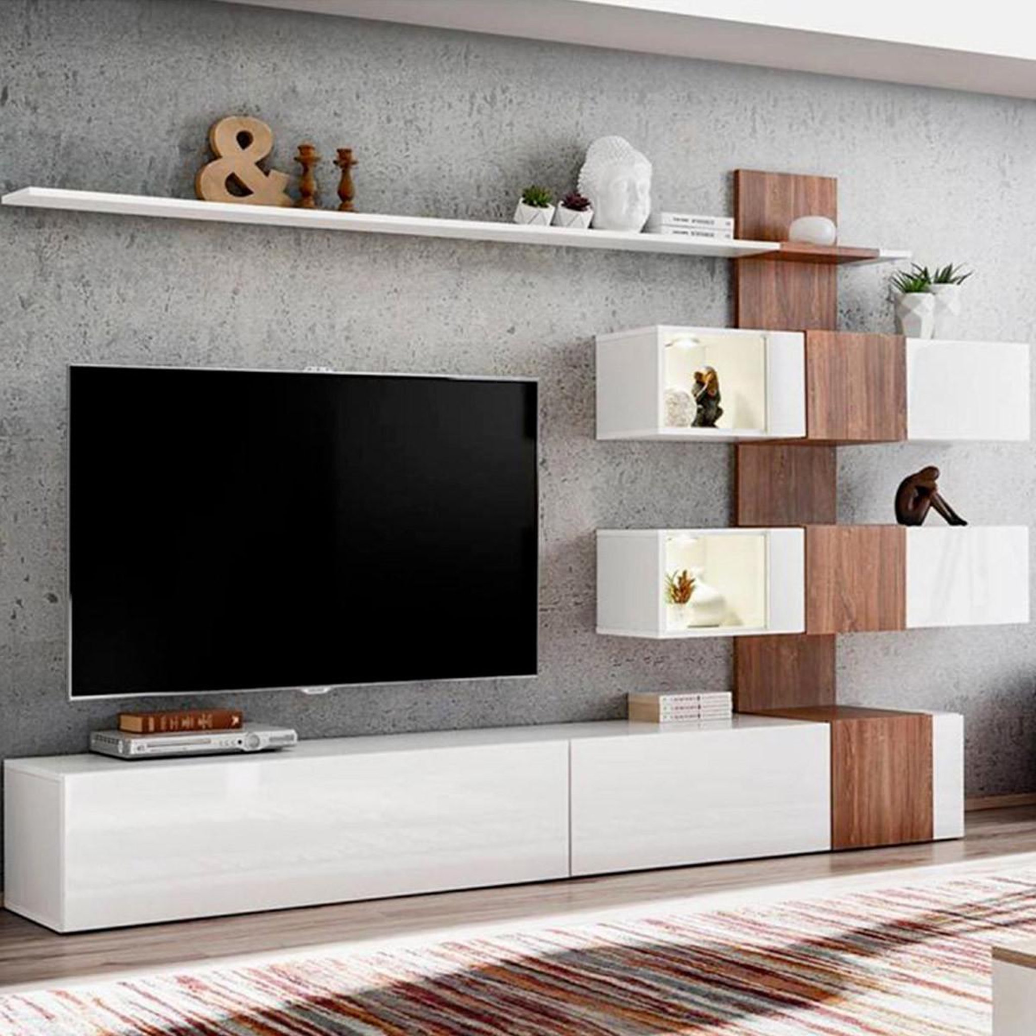 Voir la diapositive 1 : Paris Prix Ensemble meuble tv design  quill  250cm blanc