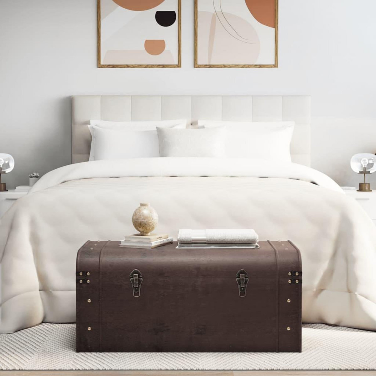 VIDAXL Coffre a tresors avec loquets marron fonce contreplaque