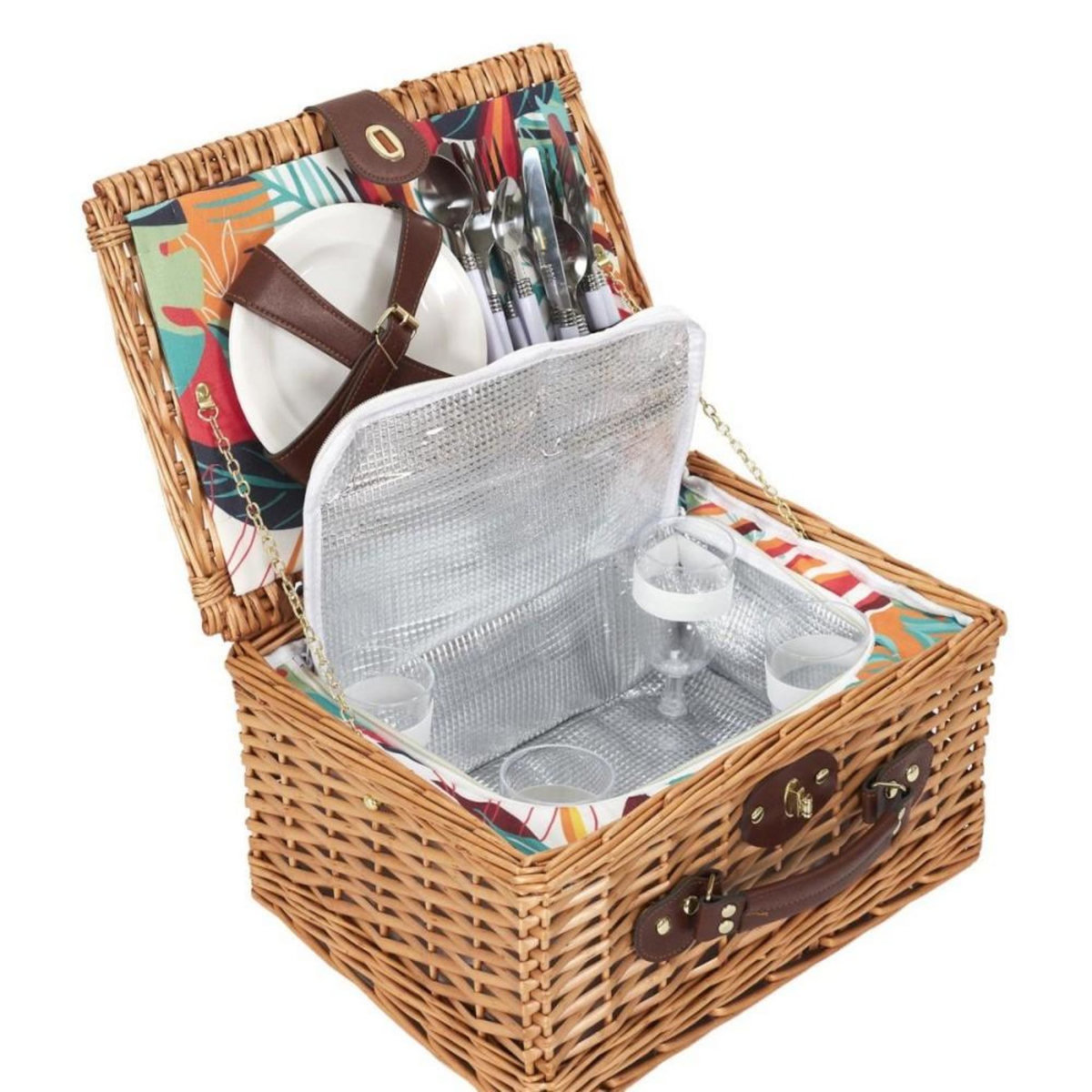 The Home Deco Factory Panier de pique nique avec vaisselle pour 4 personnes