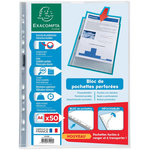 EXACOMPTA Lot de 50 pochettes plastiques perforées A4 Quick D 0 incolore