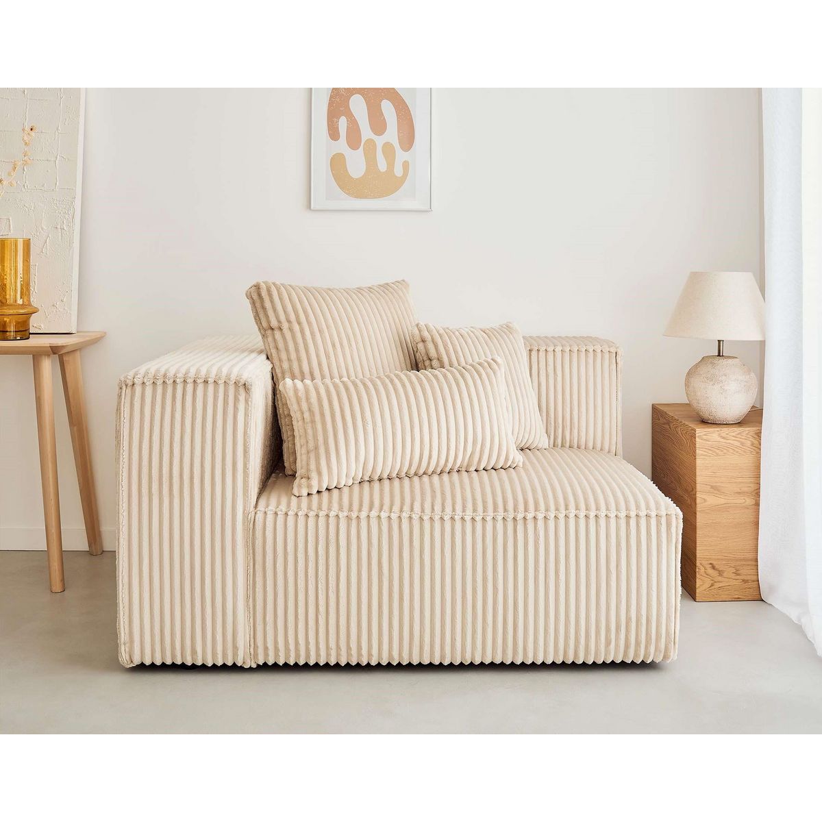 LISA DESIGN Colombine - module d'assise gauche - en velours côtelé grosses côtes