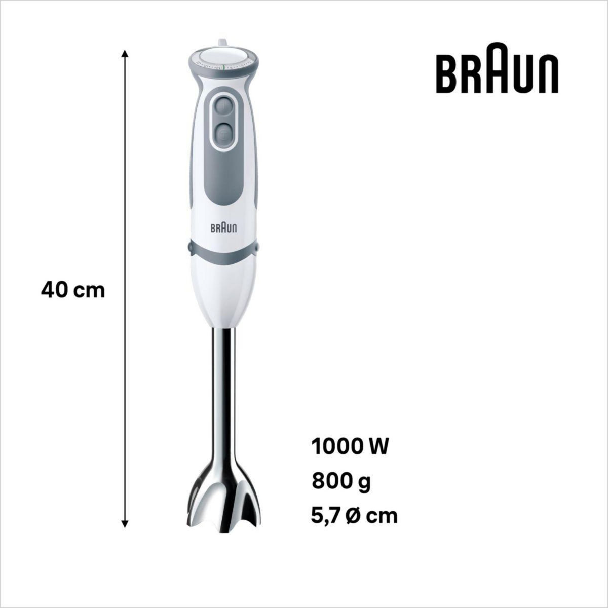 BRAUN Mixeur MQ5220WH MultiQuick 5 Vario blanc 1 accessoire