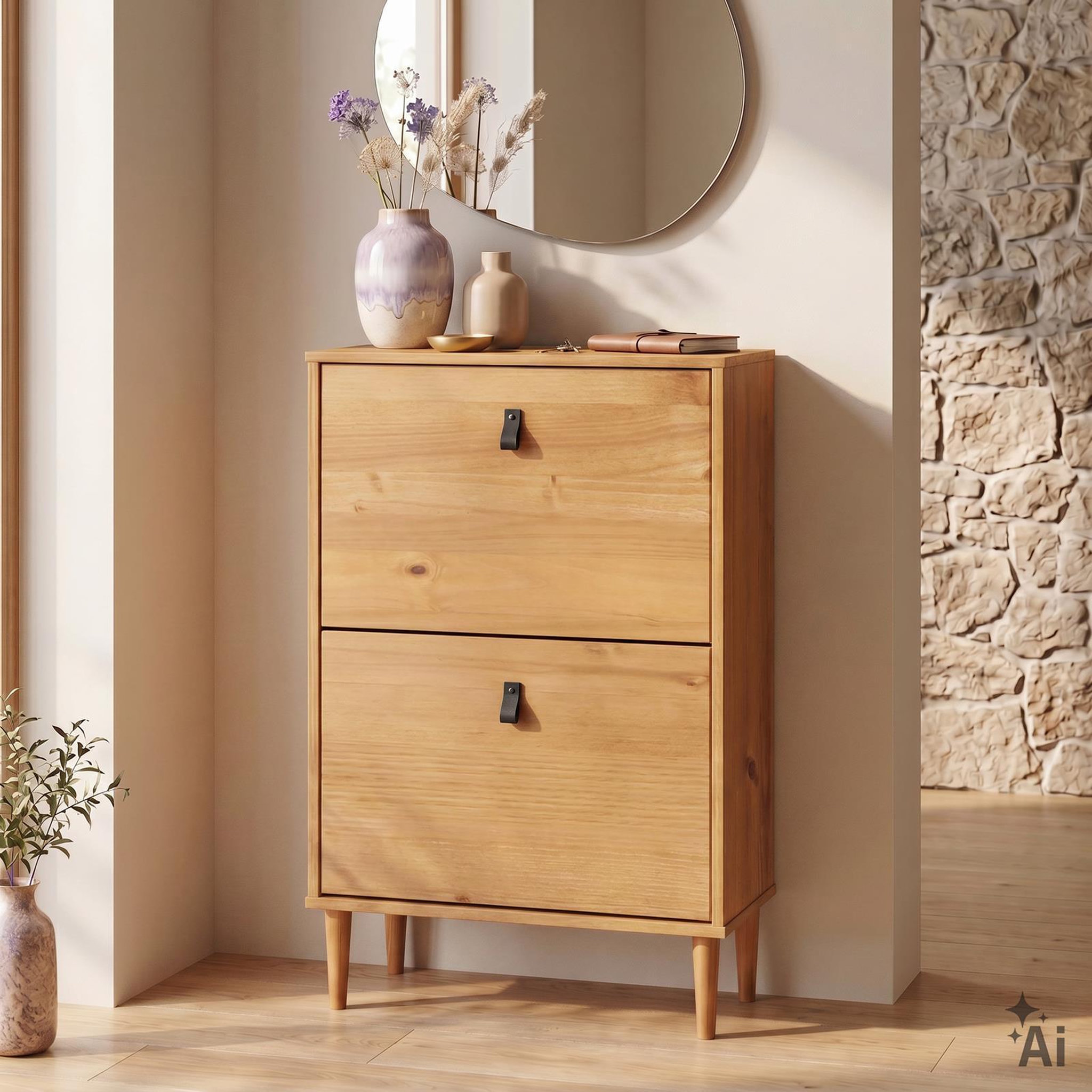 Voir la diapositive 3 : IDIMEX Meuble à chaussures entrée mikka en bois massif
