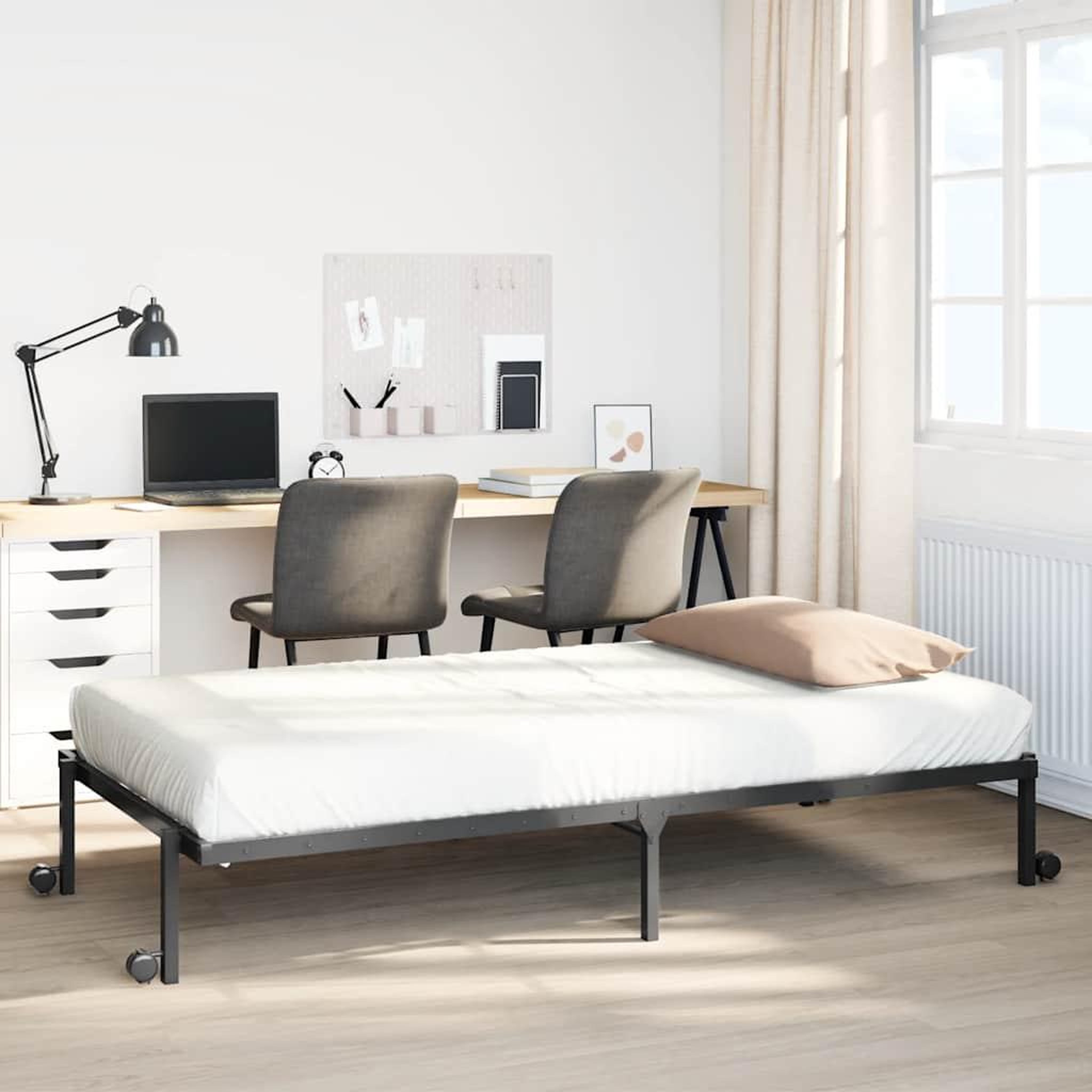 VIDAXL Cadre de lit sans matelas pliable noir 107x203 cm acier