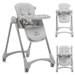 BEBELISSIMO Bebelissimo - Chaise haute évolutive bébé - Pliable - Compacte - Réglable hauteur - De 6 mois à 3 ans (15kg) - gris - Bon Appetit