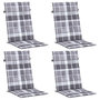 Voir la diapositive 3 : VIDAXL Coussins de chaise jardin a dossier haut lot de 4 carreaux gris