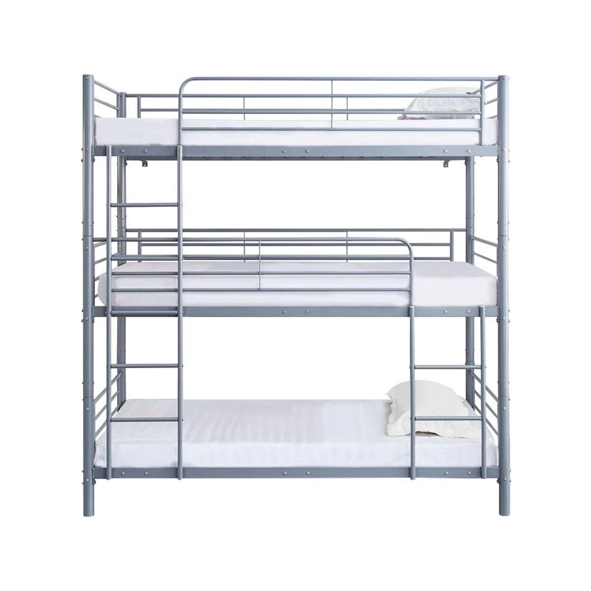 Habitat et Jardin Lit superposé en métal triple  HAVIN  - 90 x 190 cm - Gris