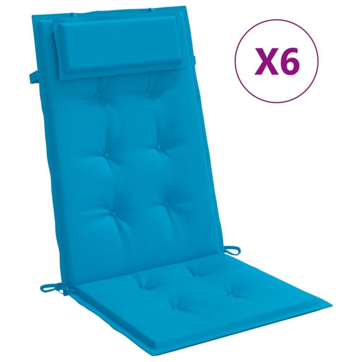 VIDAXL Coussins de chaise a dossier haut lot de 6 bleu clair