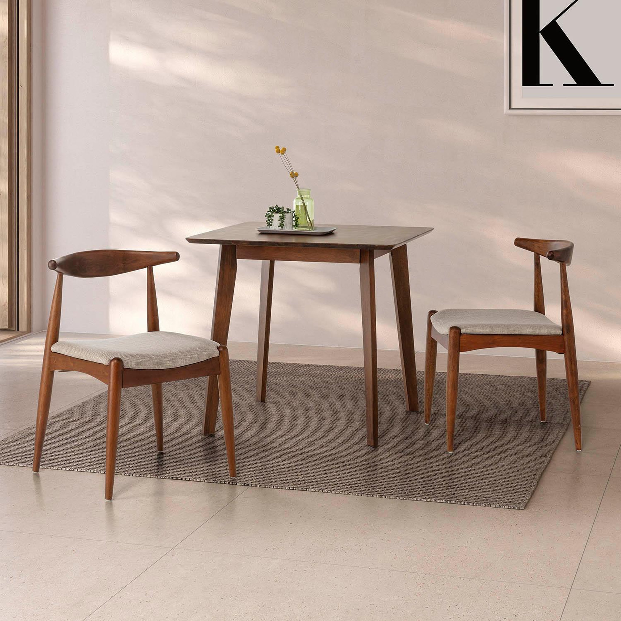 Voir la diapositive 2 : VS VENTA-STOCK Table à manger Pomago 80x80 cm Couleur Noyer