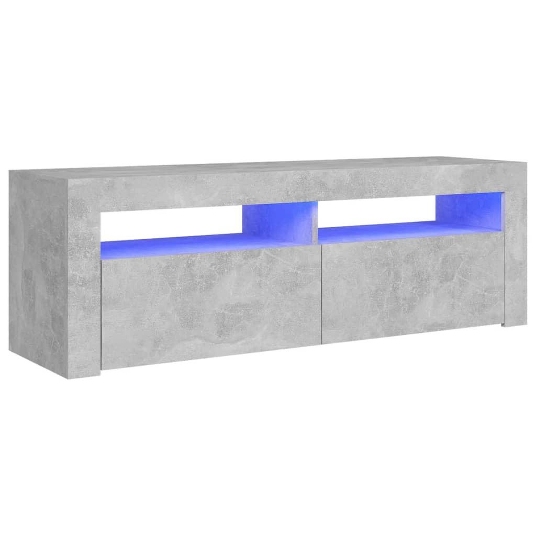 Voir la diapositive 2 : VIDAXL Meuble TV avec lumieres LED gris beton 120x35x40 cm