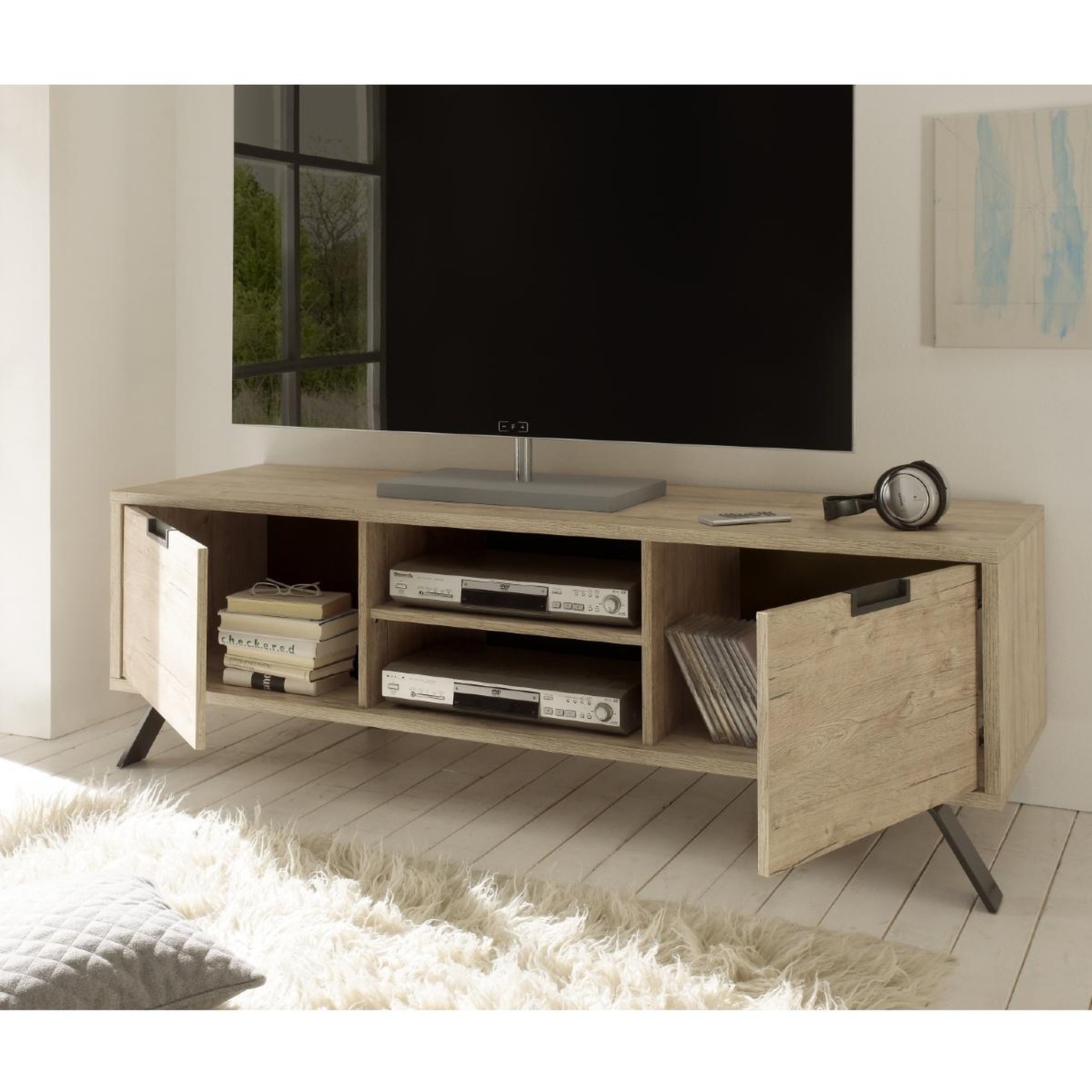 Voir la diapositive 3 : JLC KREATION Meuble tv moderne en bois 160cm diana