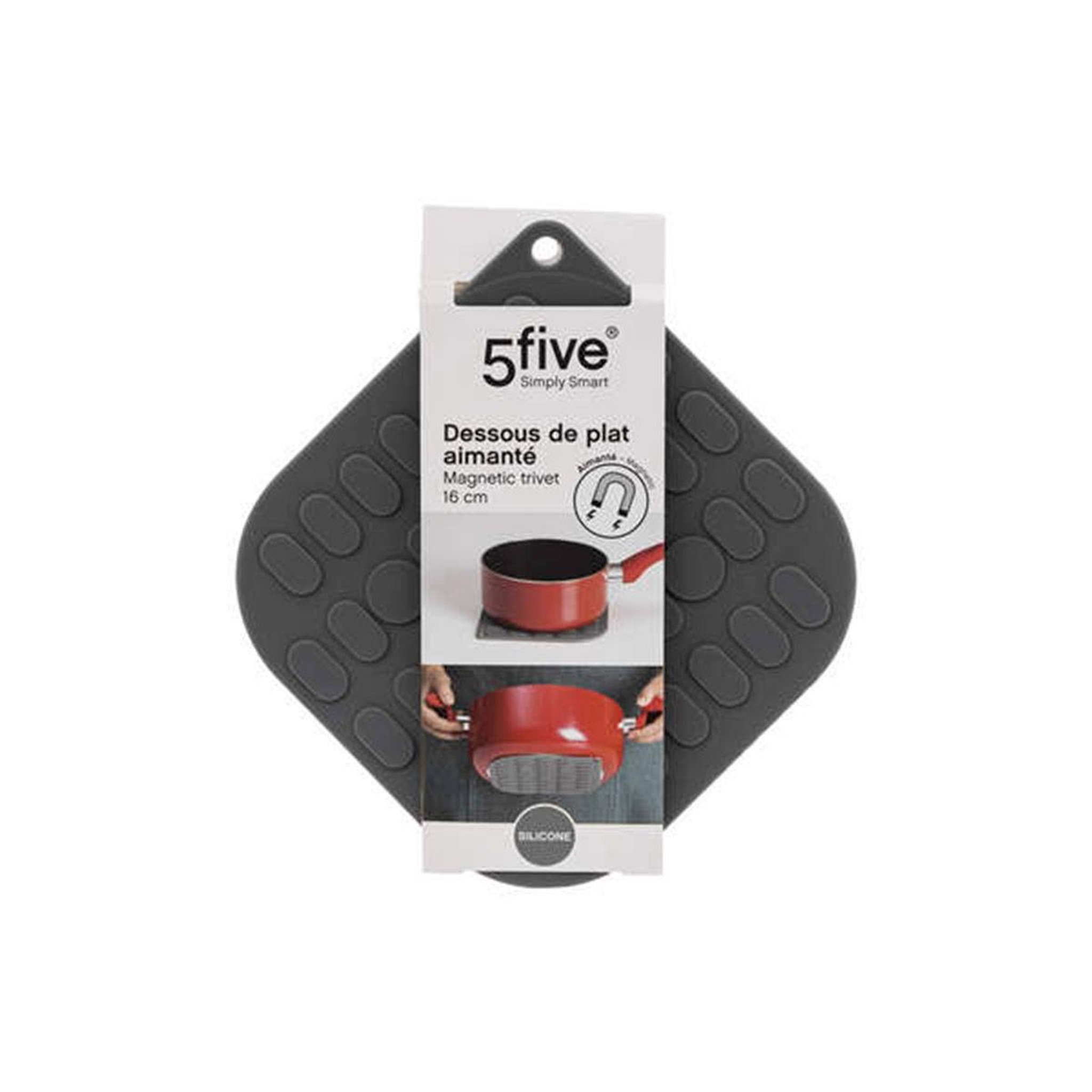 Voir la diapositive 3 : FIVE Dessous de plat en silicone  aimanté  16cm gris