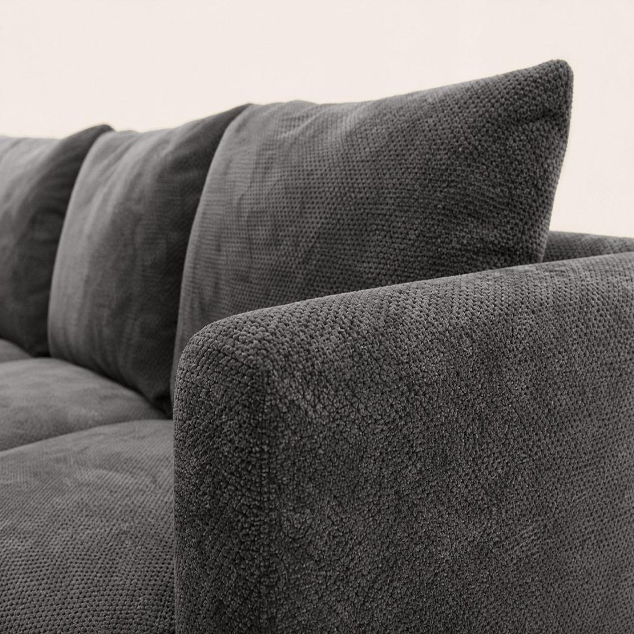Voir la diapositive 4 : BEST MOBILIER Gabin - canapé d'angle gauche 5 places en velours texturé