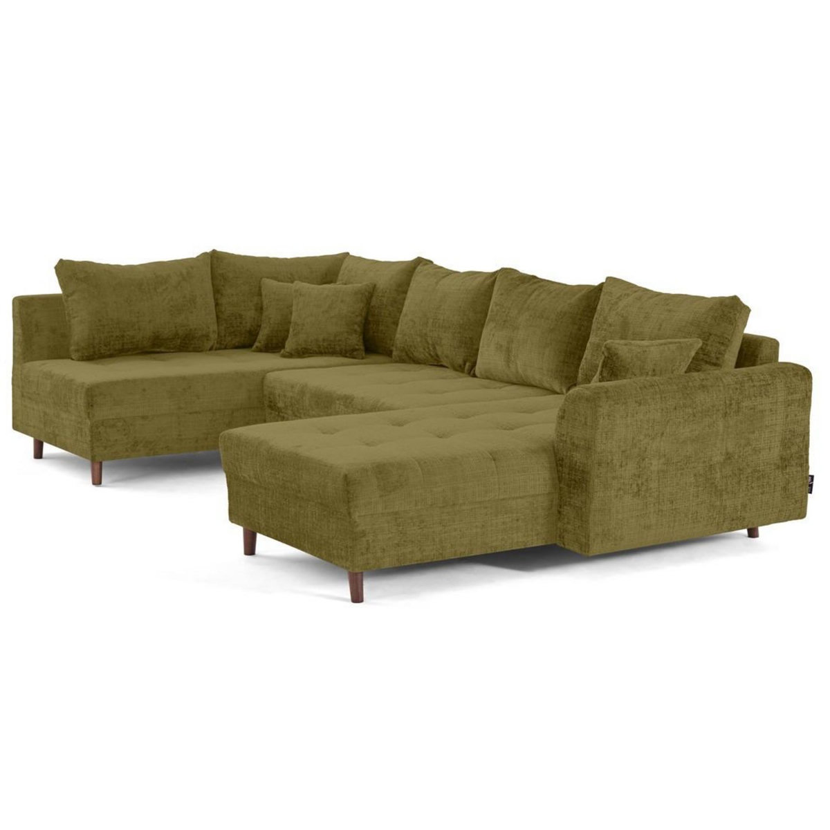 LISA DESIGN Rune - canapé panoramique d'angle gauche 7 places en velours texturé