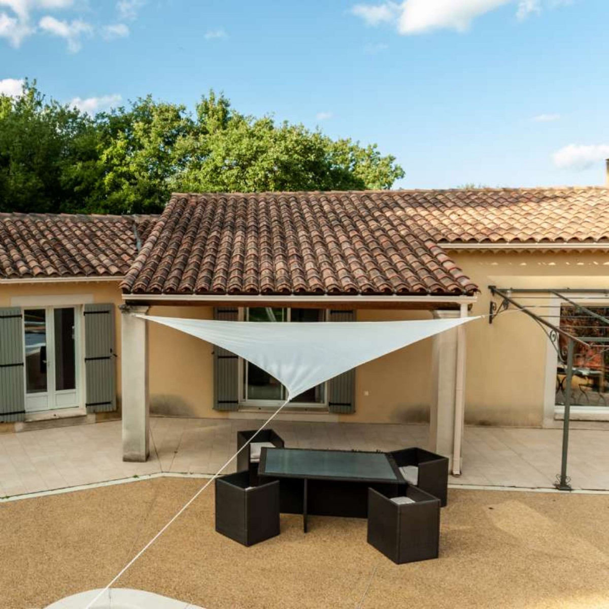  Voile d'ombrage triangulaire crème Werkapro 5 x 5 x 5m