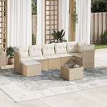 VIDAXL Salon de jardin avec coussins 8 pcs beige resine tressee