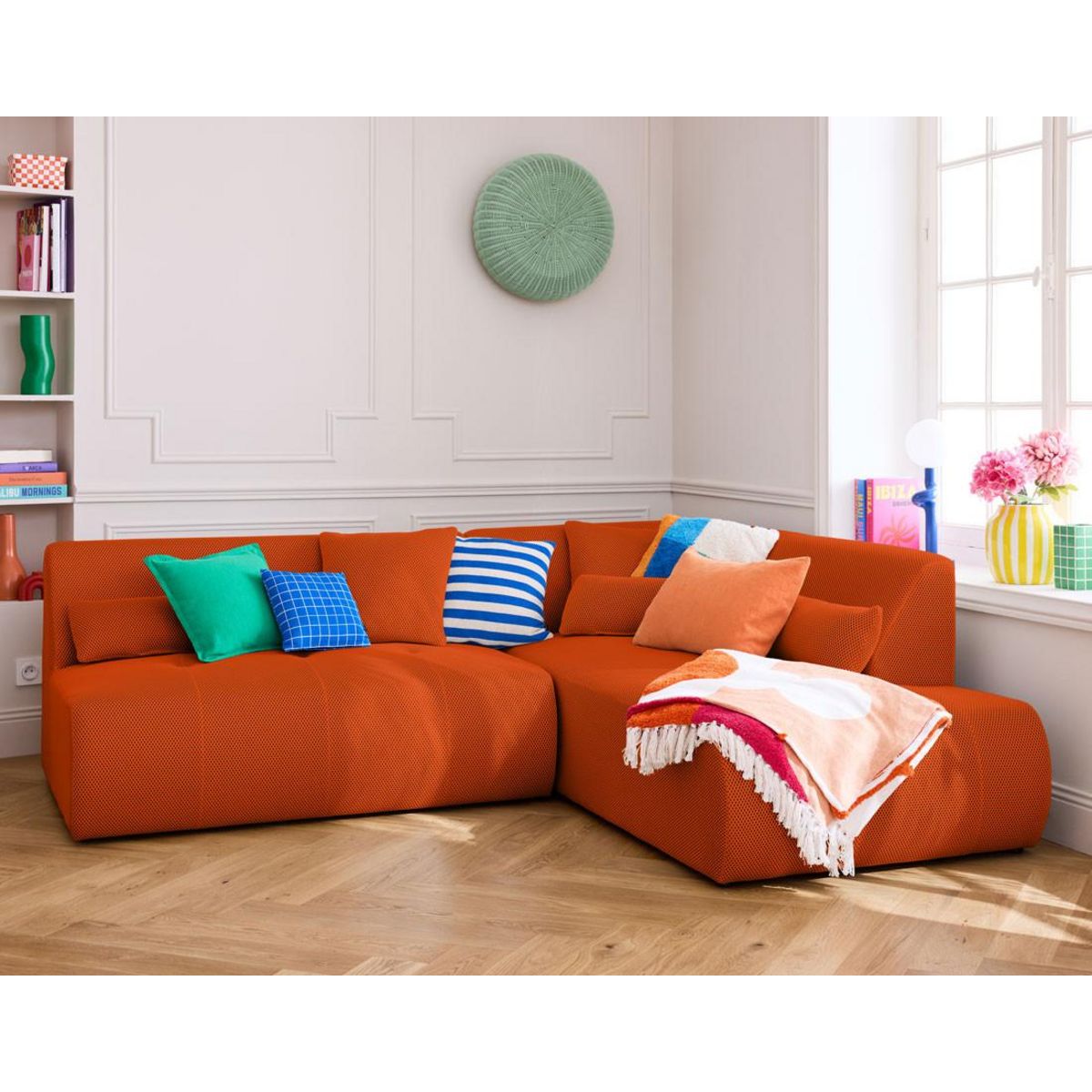 LISA DESIGN Onyx - canapé modulable d'angle droit 5 places - en tissu mailles 3d