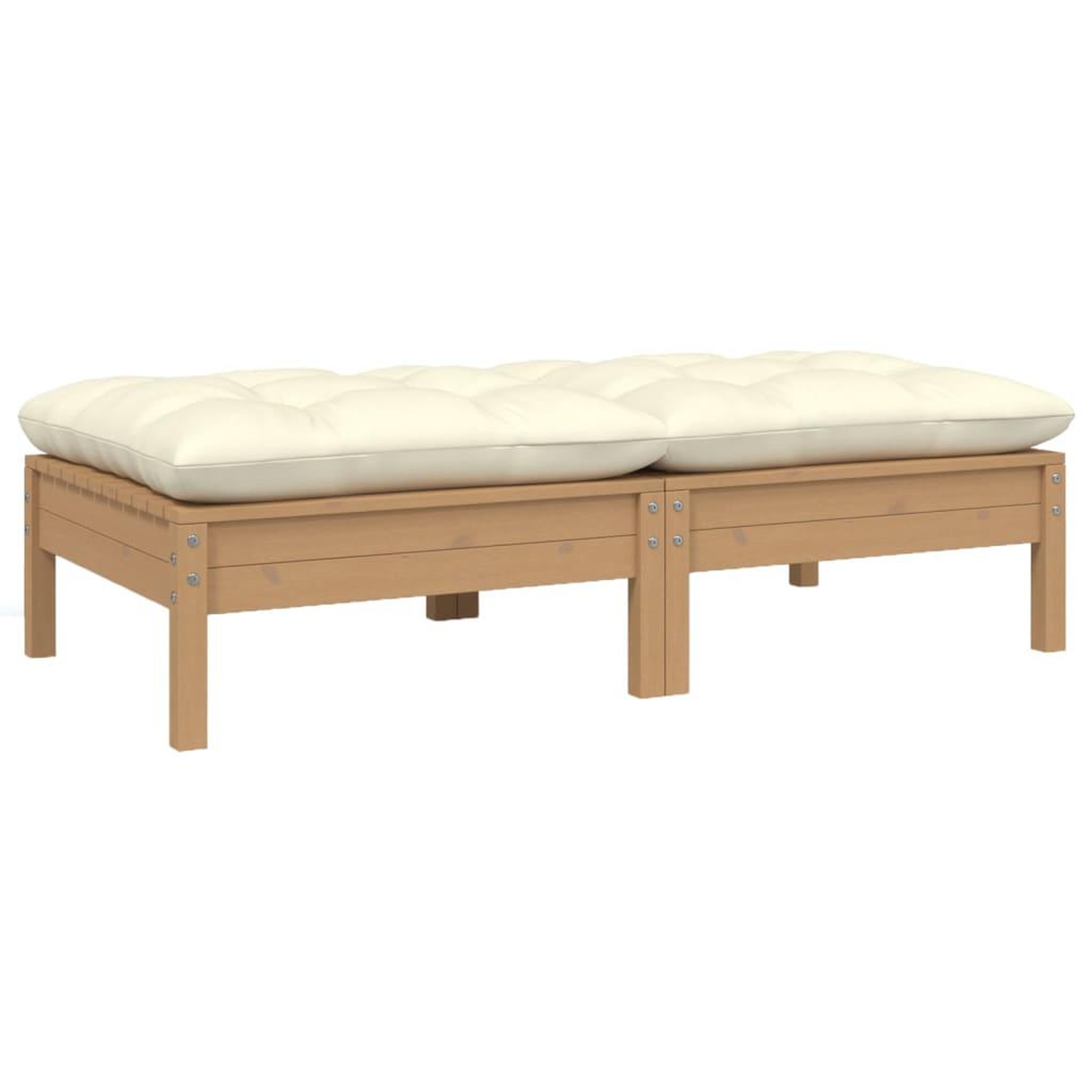 VIDAXL Canape 2 places de jardin et coussins creme bois de pin solide