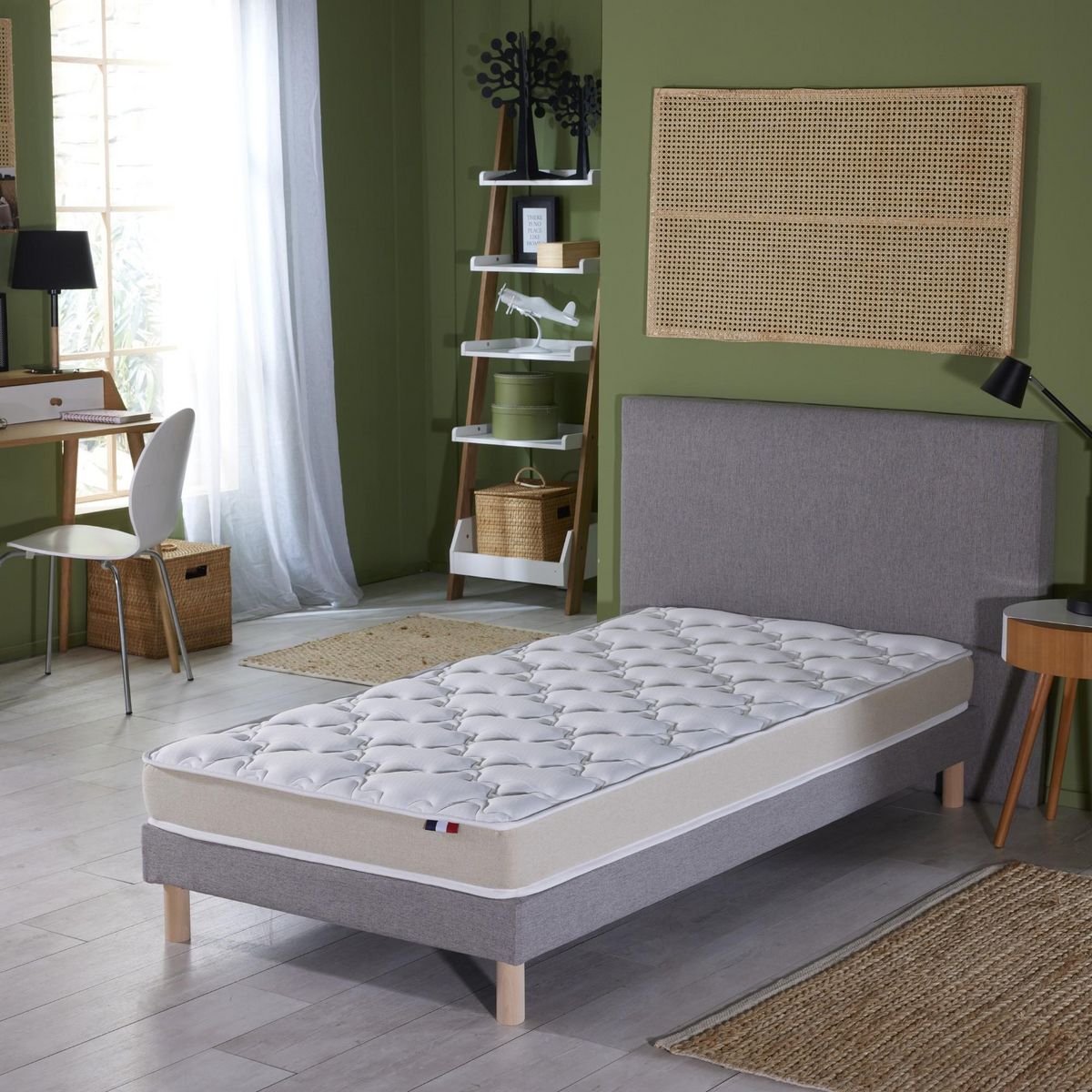 IDLITERIE Ensemble Matelas Mousse Haute Résilience ESSENCE + Latex 3 zones +Sommier - Made in France