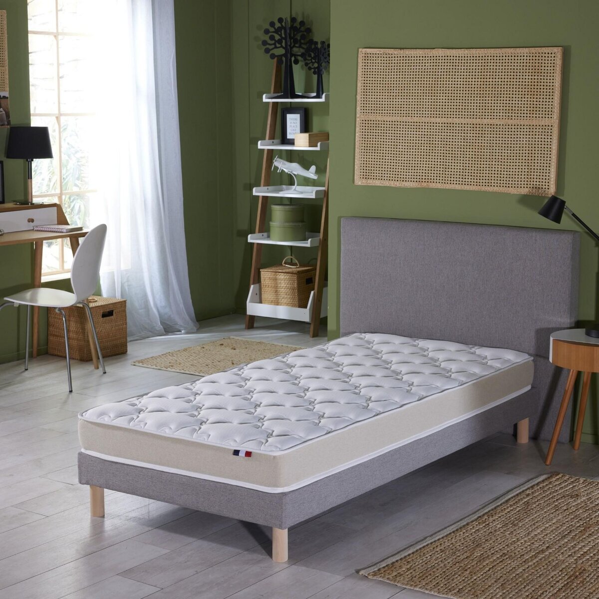 IDLITERIE Ensemble Matelas Mousse Haute Résilience ESSENCE + Latex 3 zones +Sommier - Made in France