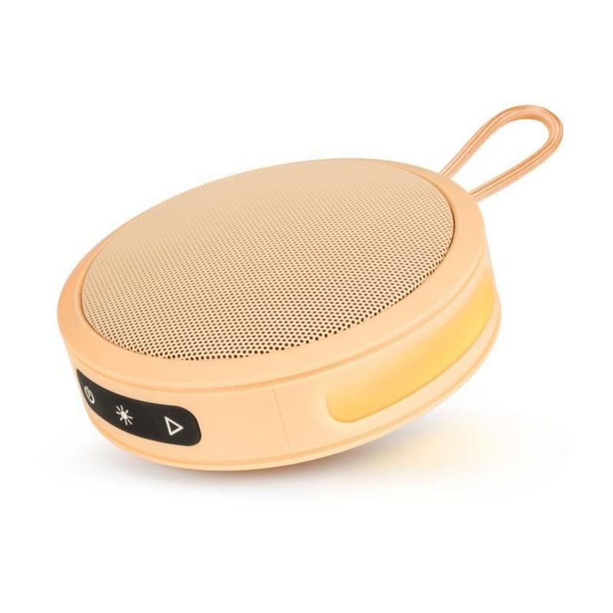 BIGBEN PARTY BIGBEN Party - Enceinte Bluetooth ronde avec dragonne et effets lumineux - 15W - Orange Pastel