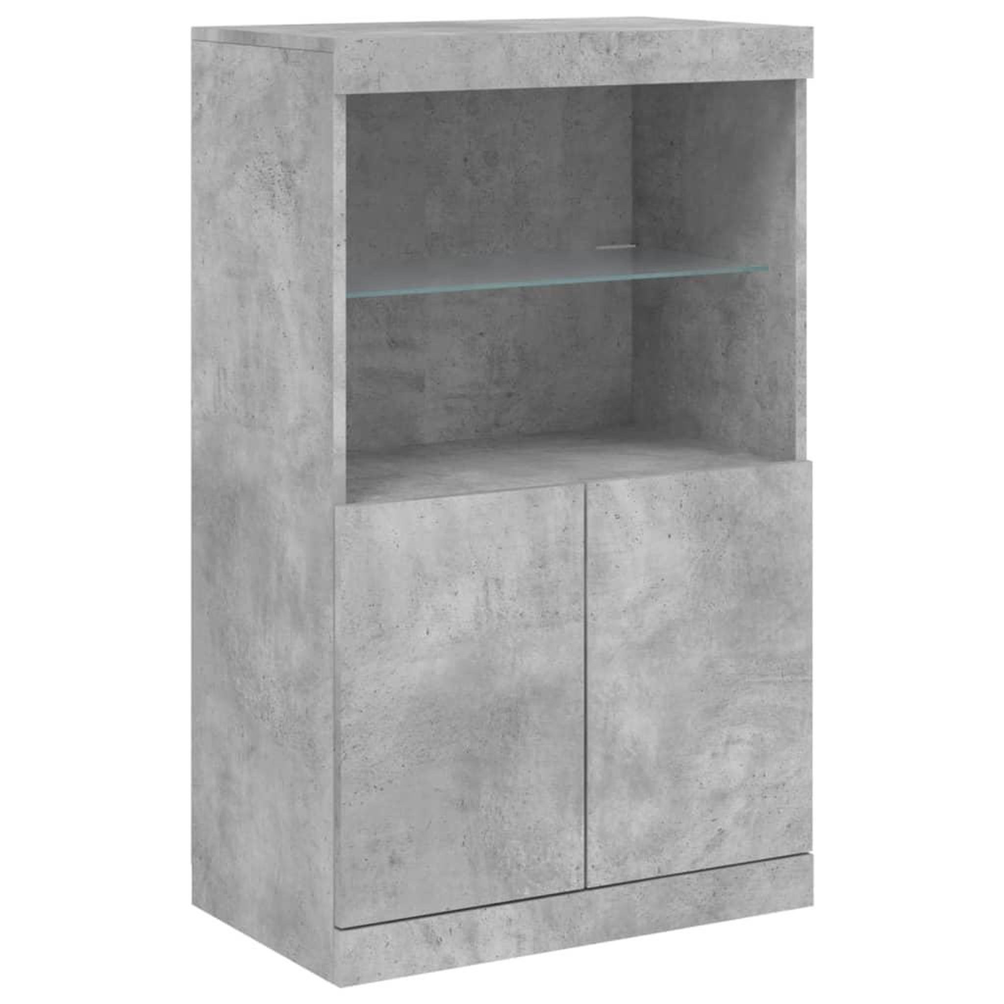 Voir la diapositive 3 : VIDAXL Buffet avec lumieres LED gris beton 60,5x37x100 cm