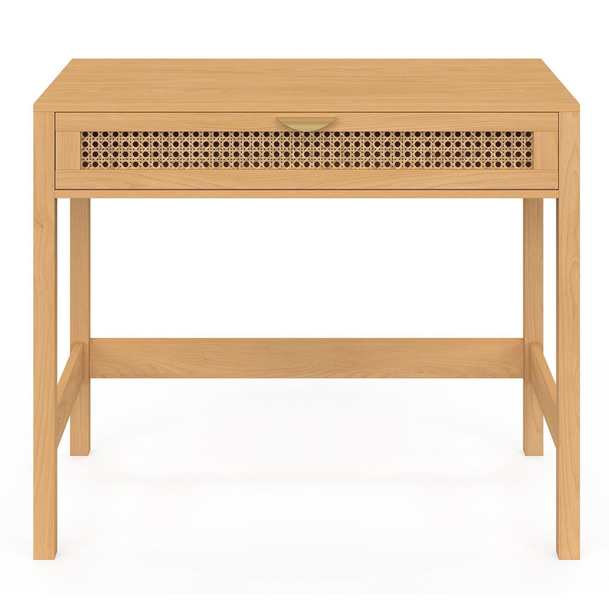 ID MARKET Bureau 1 tiroir EDHEN bois et cannage