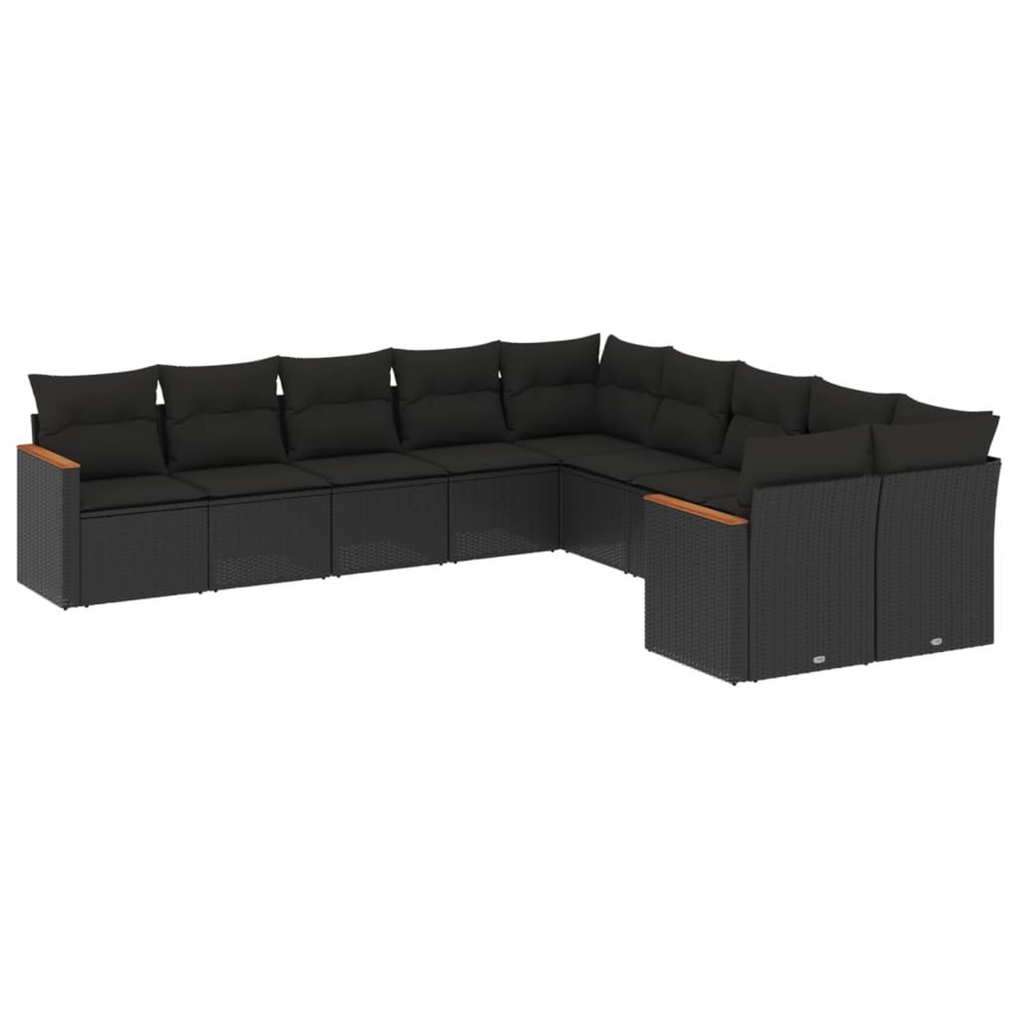 Voir la diapositive 2 : VIDAXL Salon de jardin 10 pcs avec coussins noir resine tressee